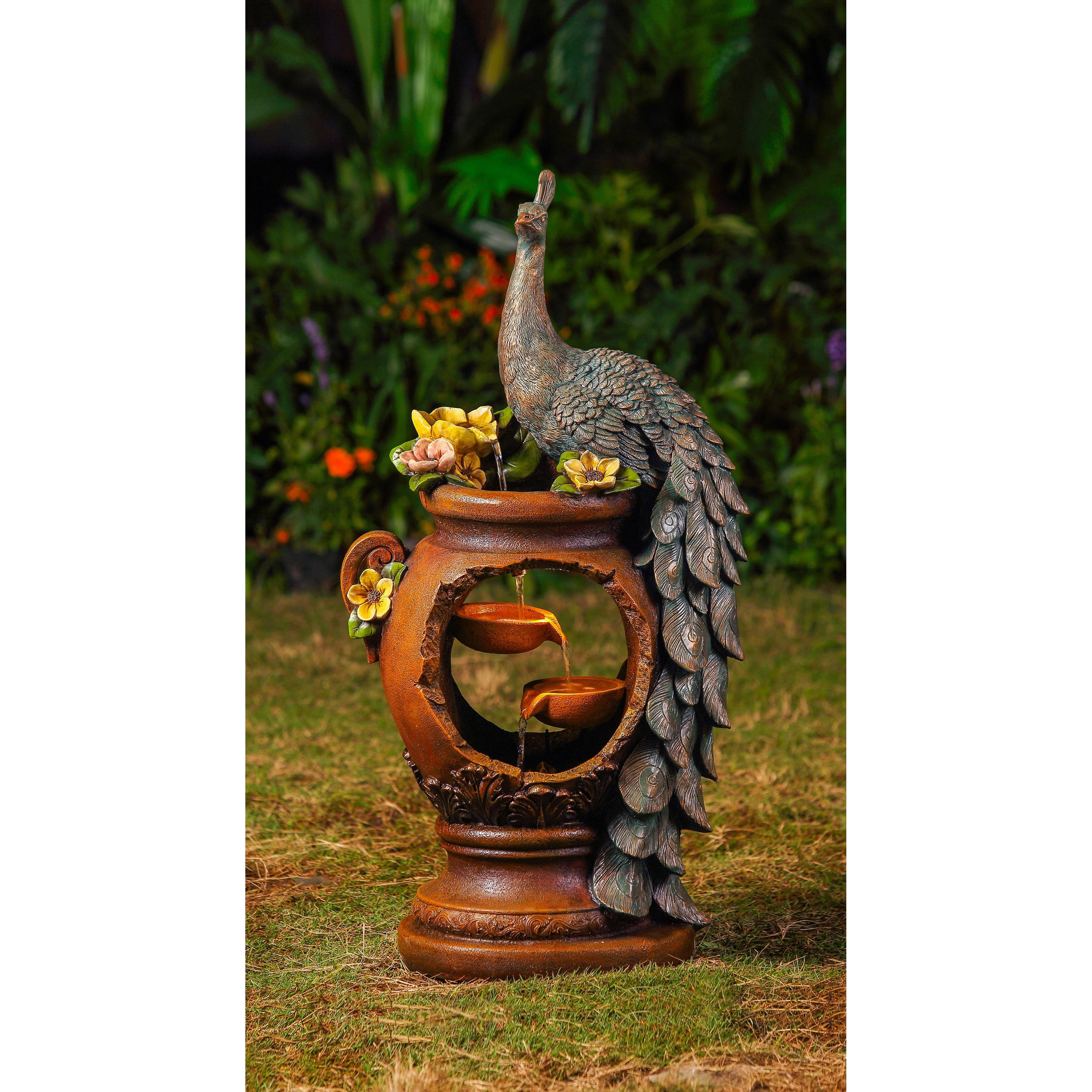Peacock Fountain With Led Light Walmart Com