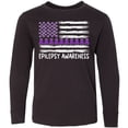 thumbnail image 3 of Inktastic Epilepsy Awareness Purple Ribbons and Flag Long Sleeve Youth T-Shirt, 3 of 5