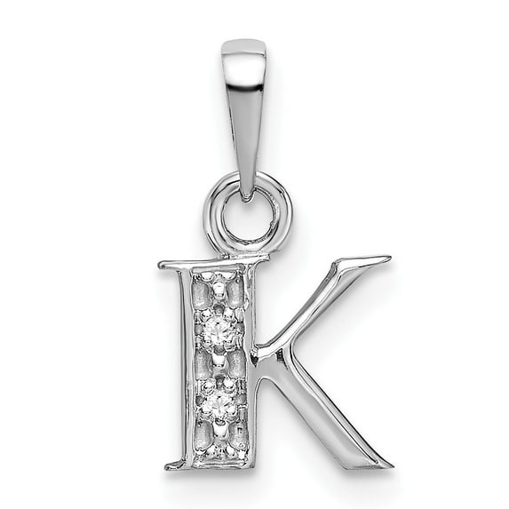 14K White Gold Polished .01ct Diamond Initial K Charm