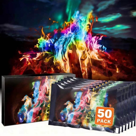 HGD 50 Pack Magic Campfire Fire Color Changing Packets Fire Pit,Party Fire Color Packets, Magical Color Fire Packets, Bonfire Color Changing Packets, Campfire Color Flame Packets
