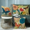 thumbnail image 4 of Spring Summer Pillow Covers 18x18 Set of 4 Farmhouse Throw Pillow Covers Linen Flower Butterfly Decorative Pillowcases for Sofa Couch Living Room Outdoor, 4 of 6