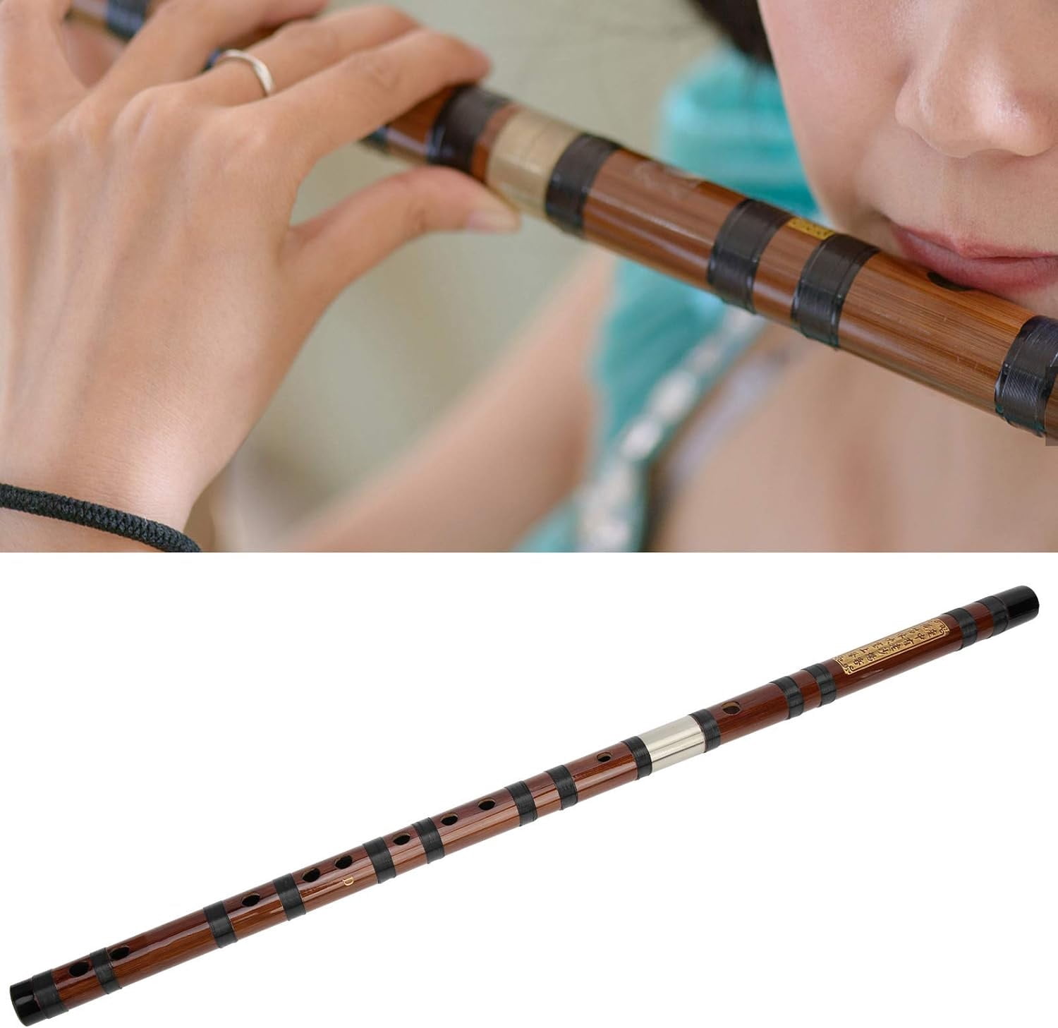 Bamboo Flute, D Key Dizi Bitter Bamboo Flute With Storage Box and Chinese knot, Traditional Handmade Chinese Musical Instrument for Beginners
