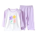 thumbnail image 3 of Gubotare Long Sleeve Pajamas Toddler Girl Girls' Cozy Long Sleeve Pajama Set - Adorable 2-Piece Sleepwear for Little Girls 2T 3T (Purple,2-3 Years), 3 of 7