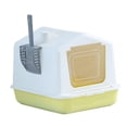 thumbnail image 4 of Bandeja de arena para gatos cerrada, bandeja de arena, caja de arena portátil desmontable con cuchara para evitar fugas de arena, inodoro profundo Amarillo, 4 of 10