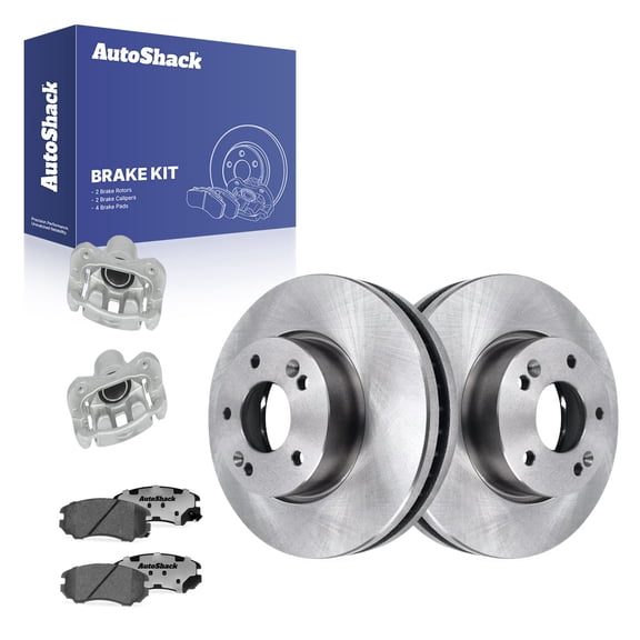 AutoShack Front Brake Rotors, Ceramic Pads & Calipers for Kia & Hyundai, Sportage 2005-2009 Tucson 2005-2009, 4WD FWD AWD L4 2.0L V6 2.7L - 11.02" (280 mm), 5-Lug
