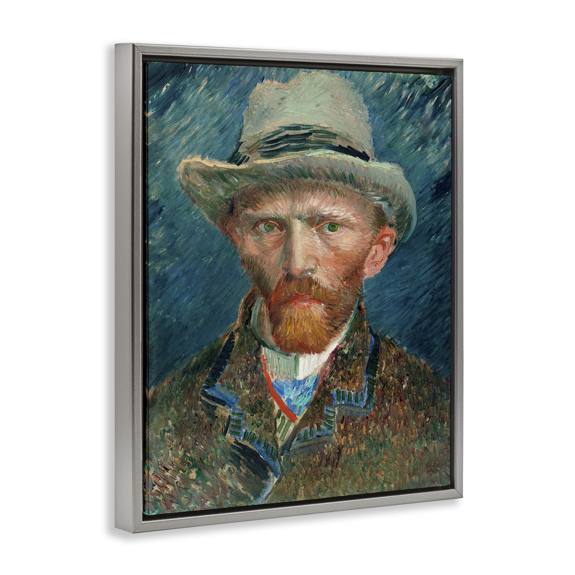 Stupell Industries Classic Van Gogh Portrait People Painting Gray Floater Framed Canvas Art Print Wall Art, 25 x 31