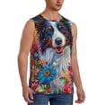 thumbnail image 2 of Haiem Men's Oil Painting Sunflower Puppy Print Tank Tops Summer Sleeveless Cut Off Workout T-Shirts Fitness Vest Athletic Undershirts-Large, 2 of 8