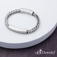 thumbnail image 3 of 555 Jewelry Stainless Steel Square Magnetic Clasp Franco Chain ID Men Bracelet with Bar, Silver, 3 of 6