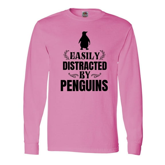 Inktastic Easily Distracted by Penguins Long Sleeve T-Shirt
