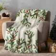 thumbnail image 2 of Flannel Throw Blanket for Couch Sofa Bed,Christmas Red Cardinal on Spruce Branch Leaves Soft Cozy Warm Fuzzy Blanket 60x80in, 2 of 9