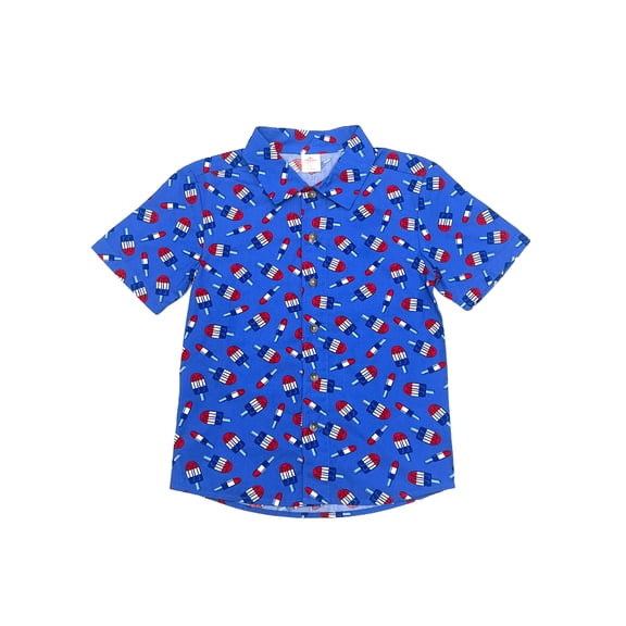 Way To Celebrate Boys Patriotic Americana Woven Button Up, Sizes 4-18