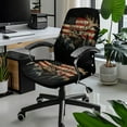 thumbnail image 2 of Renewold Deer American Flag Retro Office Chair Cover Universal Stretch Desk Chair Cover with Elastic Bottom Removable for Armrest Chairs Home Office Decor, S, 2 of 7