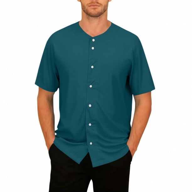 Mens Botón Camisa Color Sólido Cuello en V Manga Corta Sobredimensionado Transpirable Cardigan Superior, Largo Cardigan Hombres Desgaste Deportivo Casual