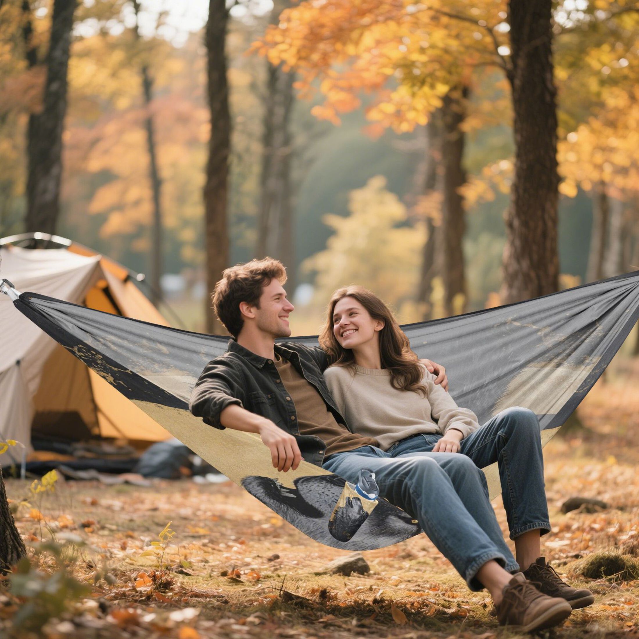 Hammock Camping Hammock Nylon Portable Hammock Travel Camping Hammock Gray Wolf under The Moon
