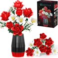 thumbnail image 1 of Set de construcción de ramos de flores Asoulin Roses con jarrón, 1077 piezas, 1 of 9
