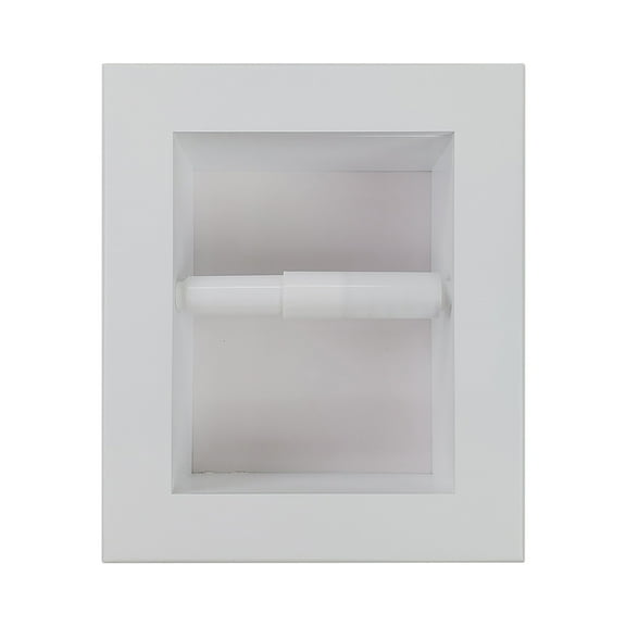 Typhon Recessed Solid Wood Toilet Paper Holder 7 x 8.5, White Enamel