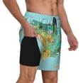 thumbnail image 3 of Picia USA Tourist Map pattern Mens Swim Trunks with Compression Liner Stretch Beach Shorts Quick Dry with Zipper Pockets No-Chafing Board Shorts-Large, 3 of 9