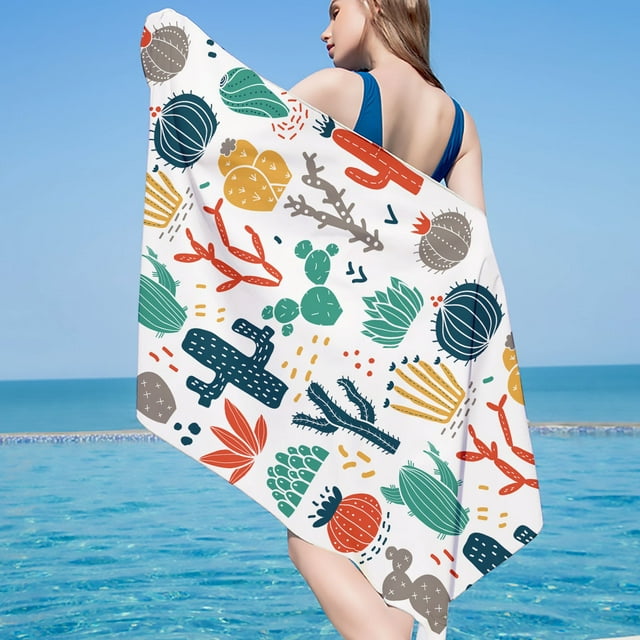 Floral Print Series Quick-Dry Beach Towel Microfiber Towel, 30x60 Inch Sandproof & Lightweight Design for Travel