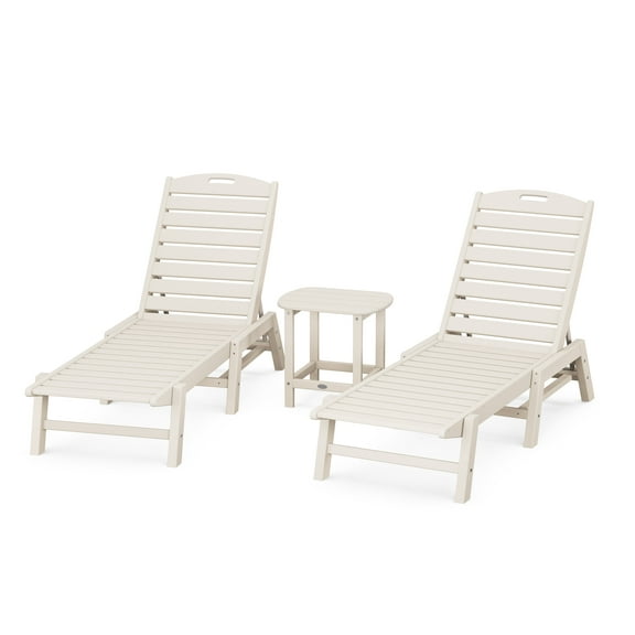 POLYWOOD Nautical High-Density Polyethylene Chaise Lounge - Set of 3 Sand