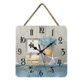 thumbnail image 1 of Decoración del hogar, cocina, salón, oficina, reloj de pared de madera, estilo pastoral cuadrado retro, 1 of 5