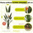 thumbnail image 2 of Planta artificial moderna con maceta decorativa Real Style Alpinia zerumbet 140cm Artego hogar sala comercio oficina, 2 of 9