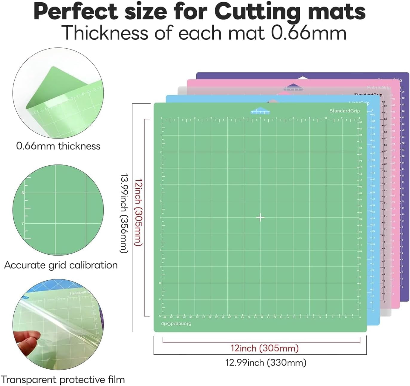 Cutting Mat for Cricut,12x12 inch 10 Pcs Variety Cutting Mats (LightGrip,StandardGrip,StrongGrip,FabricGrip) Replacement Accessories for Cricut Maker 3/Maker/Explore 3/Air 2/Air/One
