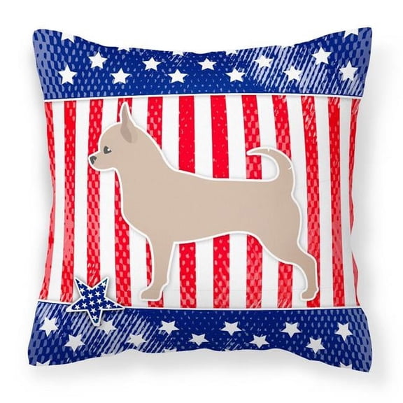Caroline's Treasures BB3350PW1818 USA Patriotic Chihuahua Fabric Decorative Pillow , 18H x18W, multicolor