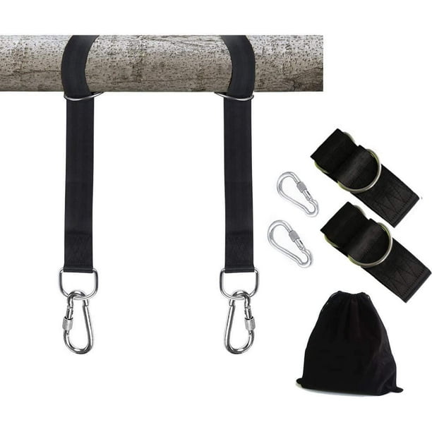 El kit para colgar columpio de árbol soporta hasta 30 kg, fácil y rápido de instalar en el árbol con 2 correas y mosquetón, perfecto para columpios, hamacas, etc. 2 piezas JFHHH pequeña