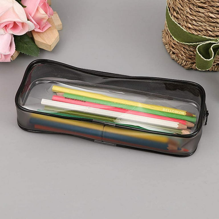 Pack of 4 Clear Pencil Case, PVC Pencil Bag Makeup Pouch, Big Capacity  Travel Toiletry Bag with Zipper for Office Stationery and Travel Storage 