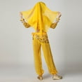 thumbnail image 6 of Yellow 5-Piece Kids Belly Dance Costume Set - Girls Outfit with Top Pants Accessories, 100% Polyester for 5-15 Years Dance Events,Size 13-15 T, 6 of 7