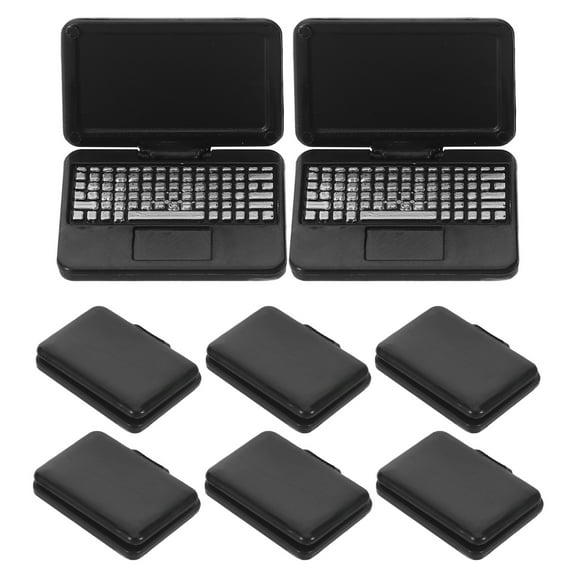 OULII Mini Black Laptop for Dollhouse with Realistic Design and Open-Close Feature Educational Toy, 1 Piece