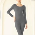thumbnail image 4 of DailyTrove Women's Long Sleeve Crew Neck Thermal Set - Solid Color, Warm Fabric, Winter & Casual Daily Wear,Gray, 4 of 4