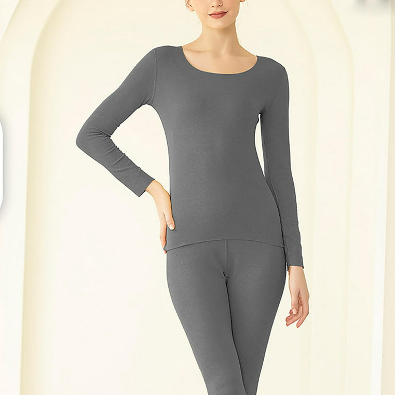 RQYYD On Clearance Thermal Underwear Sets for Women Long Johns Base Layer  Stretch Soft Long-Sleeve Crew Neck Thermal Top and Bottom Set for Winter