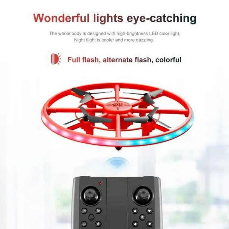UFO Drone with Colorful Lights RC Quadcopter Orange Ages 14