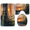 thumbnail image 1 of Juego de alfombras de baño ABPHQTO 3 piezas Madera Camping Lago Patos Atardecer, 1 of 2