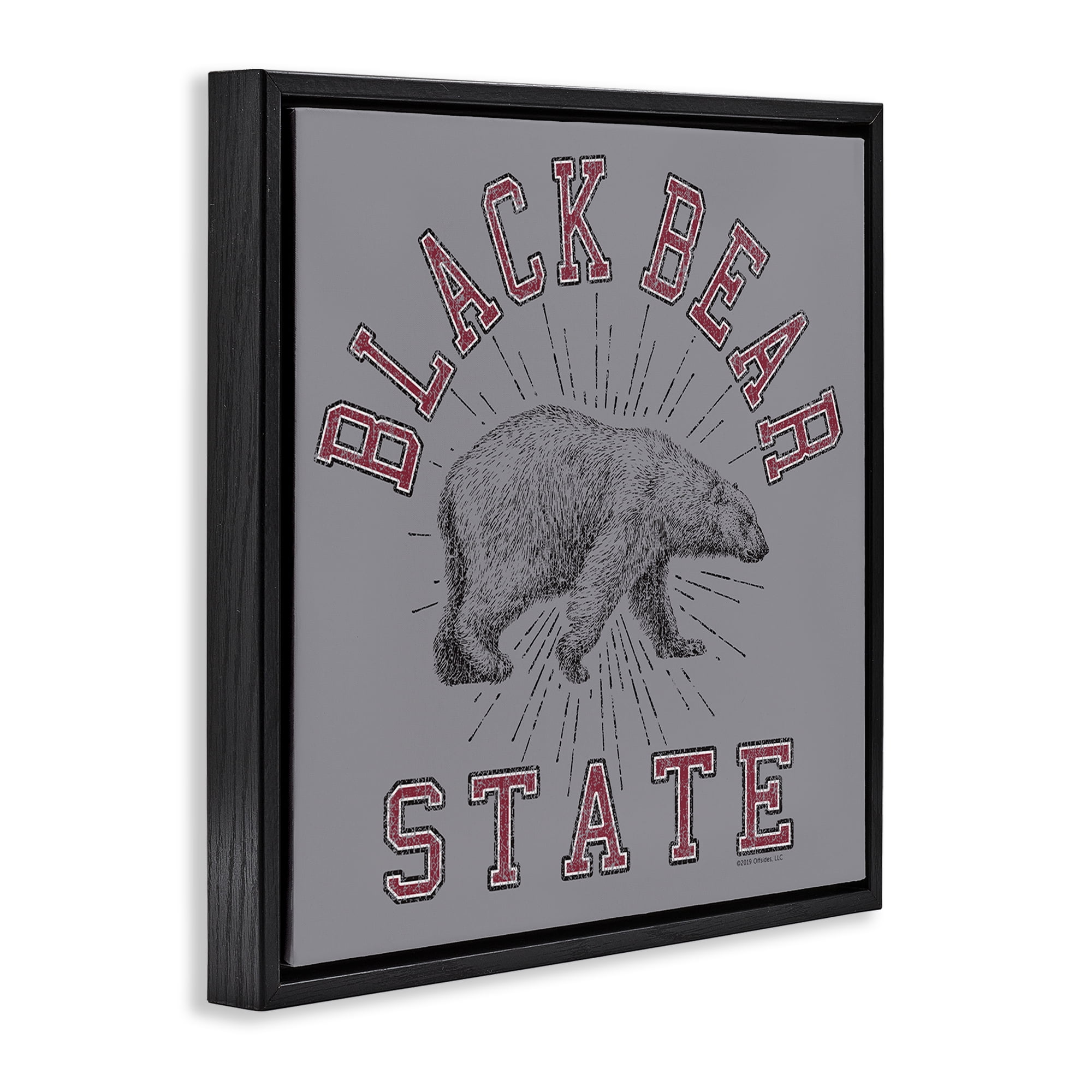 Stupell Industries Vintage Black Bear State Novelty & Humor Painting Black Floater Framed Canvas Art Print Wall Art, 25 x 25