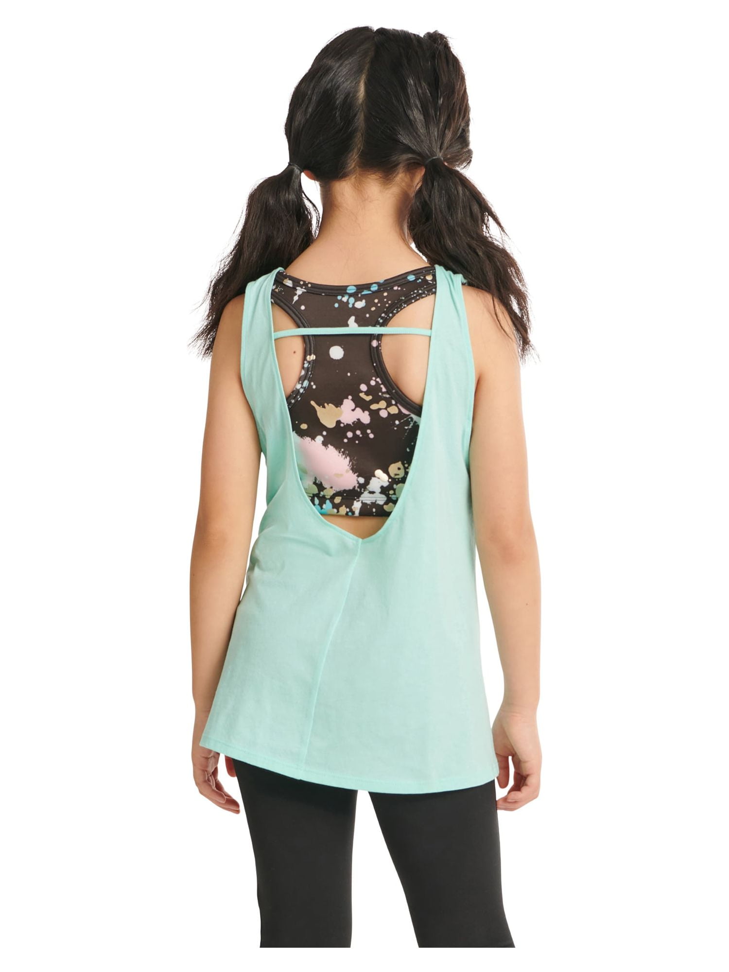 Justice Girls Fashion Gymnastics Tank with Built in Sports Bra, Sizes S-XL