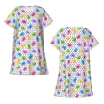thumbnail image 3 of Bixox Bear And Polka Dot Pattern Women's Nightgown, Soft & Breathable Sleepwear, Round Neck Knee-Length Pajama Dress,Loungewear for Home & Sleep, 3 of 7