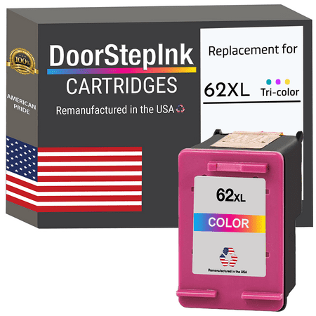 DoorStepInk High Yield Ink Cartridge for 62Xl C2P07AN Tri-Color DoorStepInk Remanufactured in The USA High Yield Ink Cartridge for 62Xl C2P07AN Tri-Color DoorStepInk Cartridge has been remanufactured in the USA using state-of-the-art technology under strict quality control to ensure the quality of all HP inks at a high level. We remanufacture each cartridge to the highest quality standards to match OEM ink level  color  and performance guaranteed. DoorStepInk is a leader and award-winning recycler of inkjet cartridges. Our ink cartridges allow pictures to come out sharp with strong details for a more realistic appearance and higher quality. Each one is remanufactured using the latest technology and customized equipment to produce the highest quality ink cartridges in the world. It s capable of delivering a wide range of colors. Each print from this tri-color ink cartridge will stay vibrant for a long time. This Inkjet Print Cartridge is also compatible with several different models. Key Features: Every cartridge is remanufactured in the USA Plug and print for brilliant  sharp  and high-quality printouts 100% satisfaction guaranteed Page Yield: Tri-Color 415 Environmentally friendly ink cartridges The use of remanufactured printing supplies does not void your printer