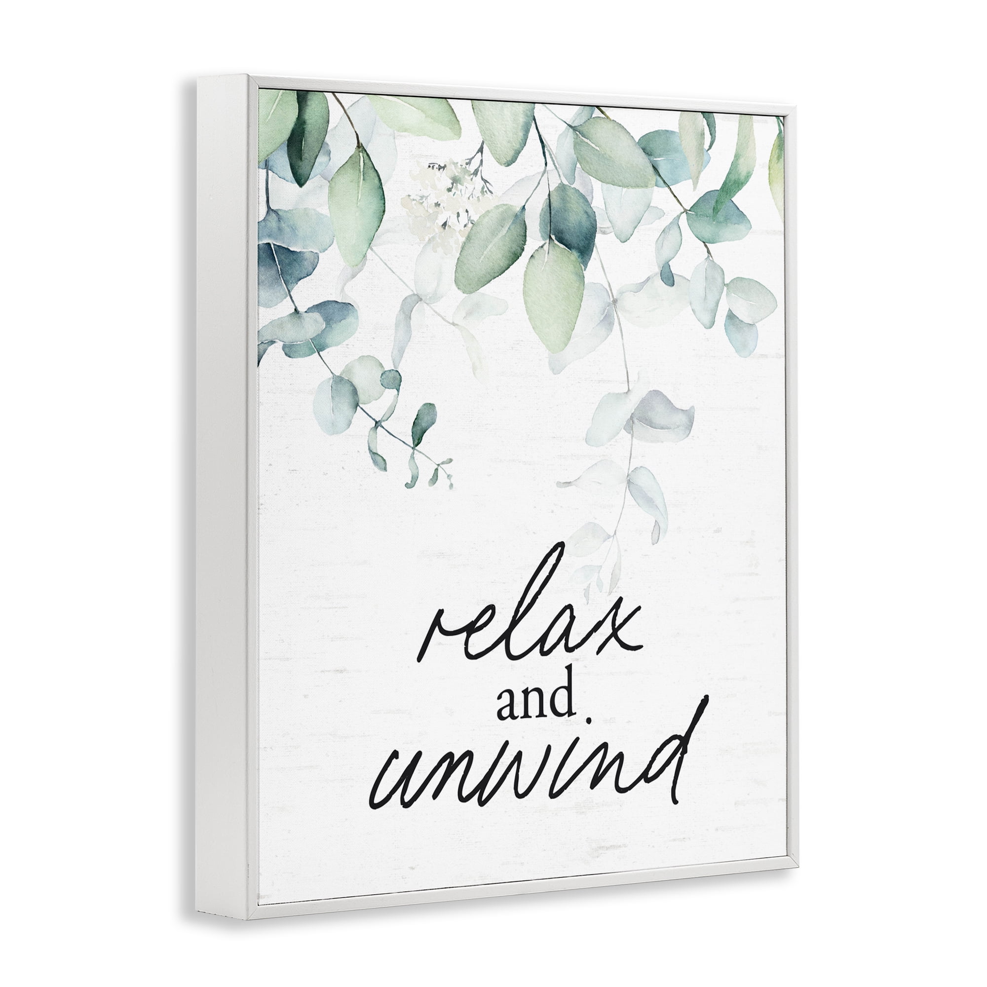 Relax And Unwind Herb Leaves White Framed Giclee Art, design by Lettered and Lined