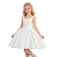 thumbnail image 4 of FYDUU Satin Flower Girl Dress Wedding A-Line White Dress for Girls Knee-Length Elegant Pageant Princess Birthday Party Gown Dresses 10-11 Years, 4 of 9