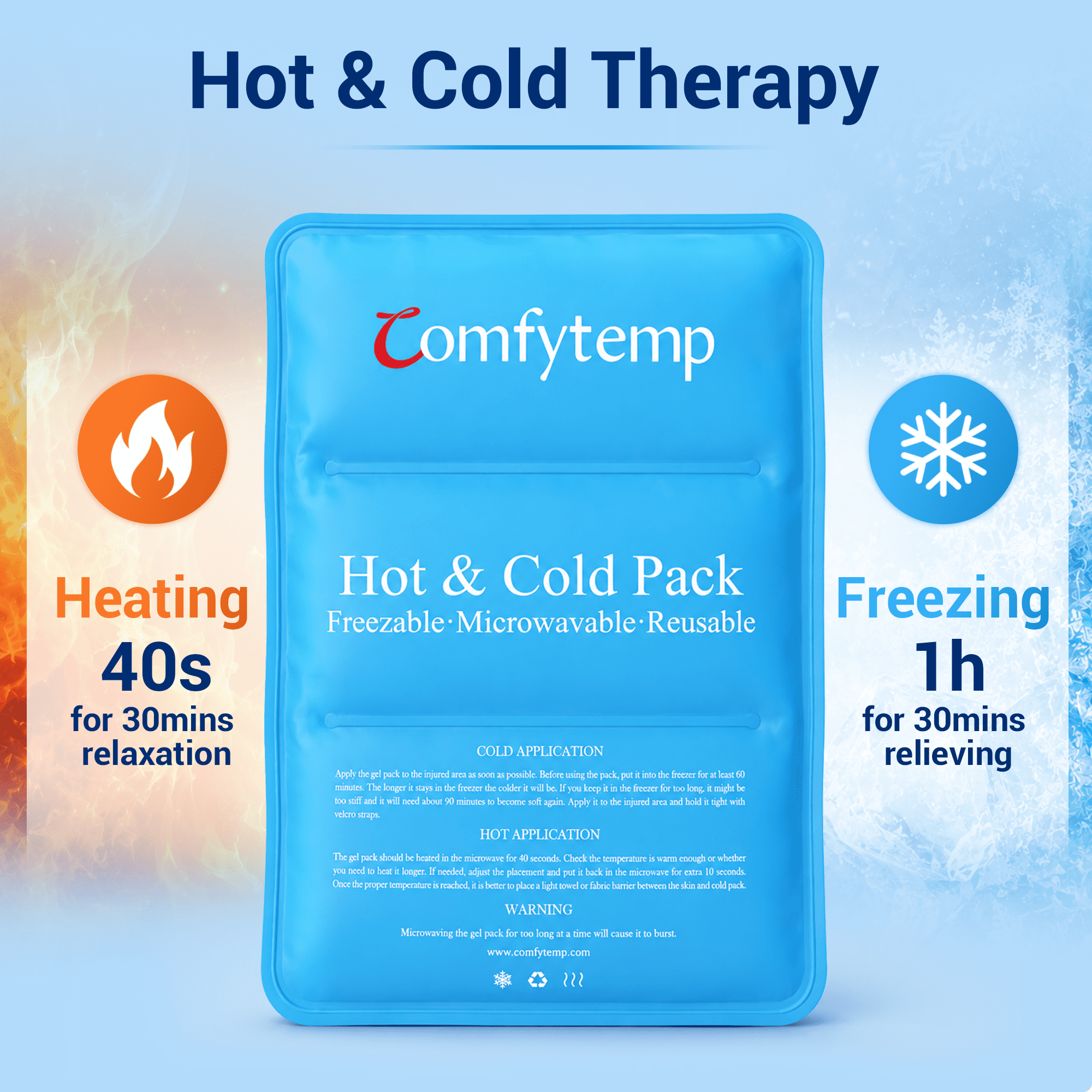 2Pack Large Ice Packs for Injuries, Reusable Freezer Cold Pack for Back, Shoulder, Hip, Leg, Ankle & Foot,10.5"x14.5"
