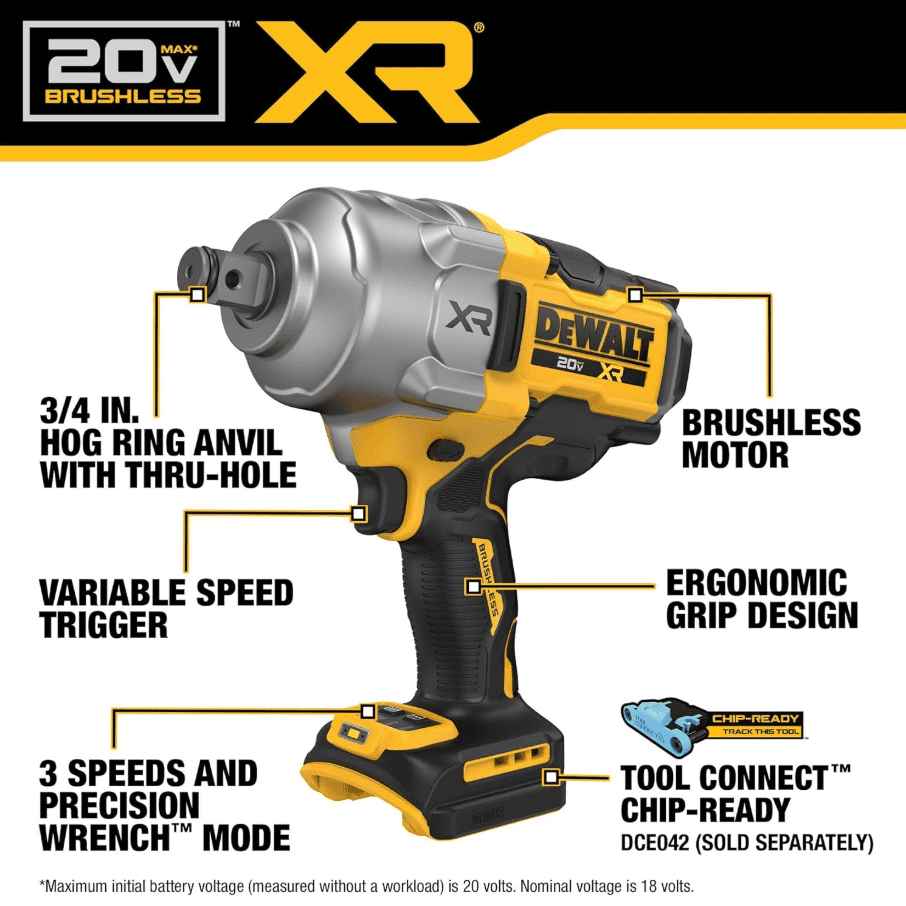 20V MAX XR BRUSHLESS CORDLESS 3/4IN HIGH TORQUE IMPACT WRENCH TOOL ONLY