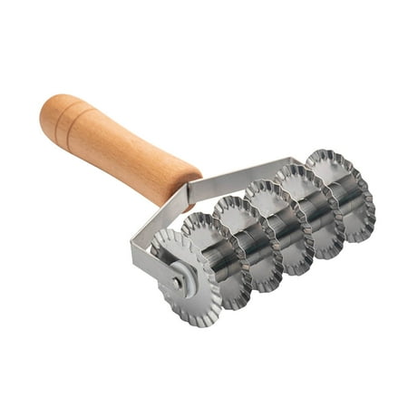 

Winter Savings Clearance! SuoKom Baking Tools Stainless Steel Wooden Handle Pizza Roller Snack Roller