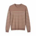 thumbnail image 4 of Women's Pullover Sweater Striped Crewneck Knit Fall Winter Slim Fit Lightweight Tops Loose Casual Sweaters, 4 of 4