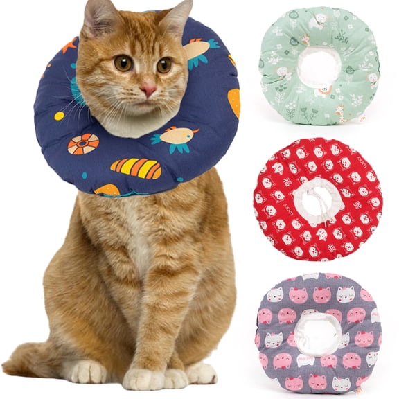Ludlz Adjustable Cat Recovery Collar, Protect Wound Healing After Pet Surgery, Soft and Washable, Does Not Affect Cat Movement