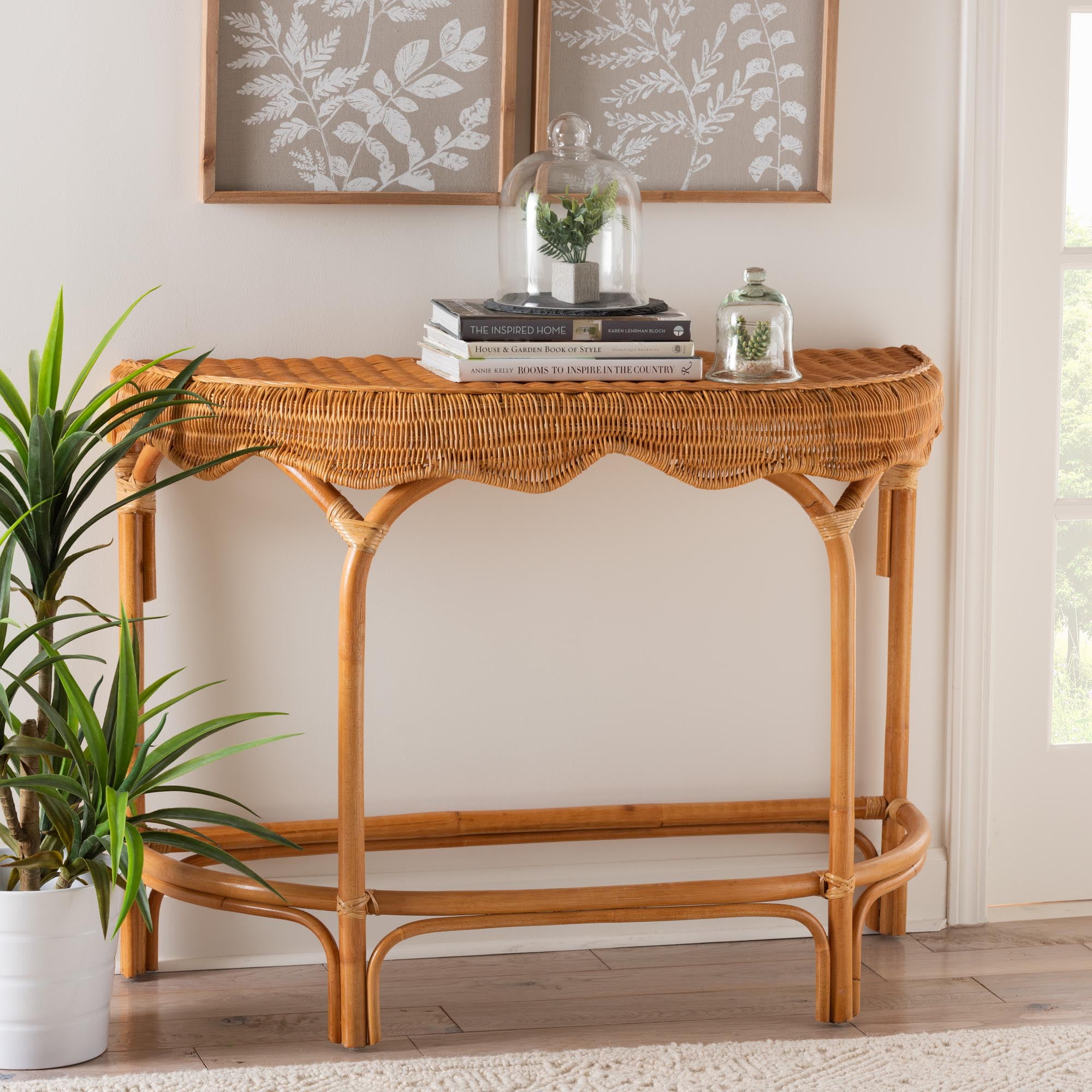 bali & pari Wakana Rattan BOHO Console Tables, Natural Brown