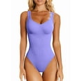 thumbnail image 1 of Women'S 3 Piece Bodysuits Ribbed Sleeveless Shapewear Tank Tops 2026 Summer Leotard Violet L, 1 of 7