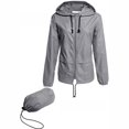thumbnail image 2 of Hooded Solid Color Long Sleeved Coat Outdoor Rainproof Windbreaker with Pockets Blue L, 2 of 7