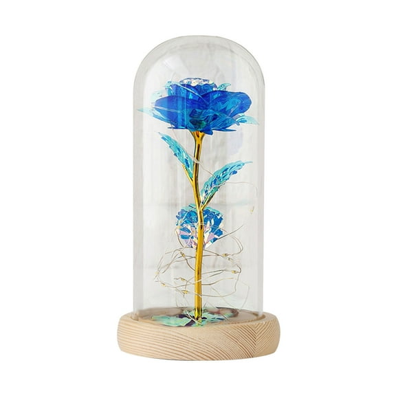 Vikakiooze Romantic Glass Rose Flower Wedding LED Light Decoration Valentine's Day Gift